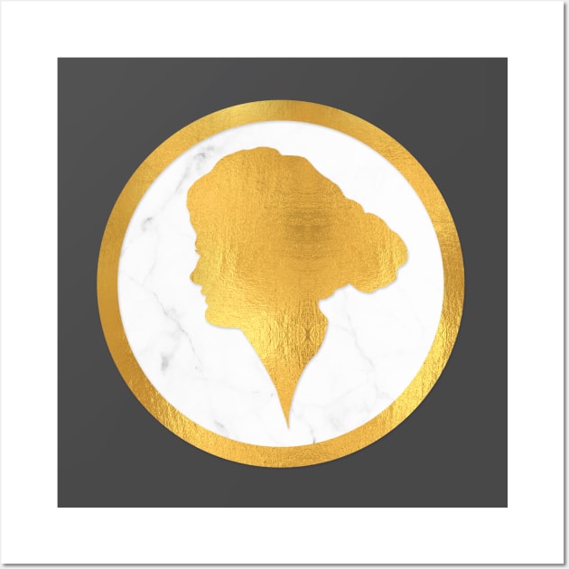 Classic cameo in gold and marble I Wall Art by LittleBean